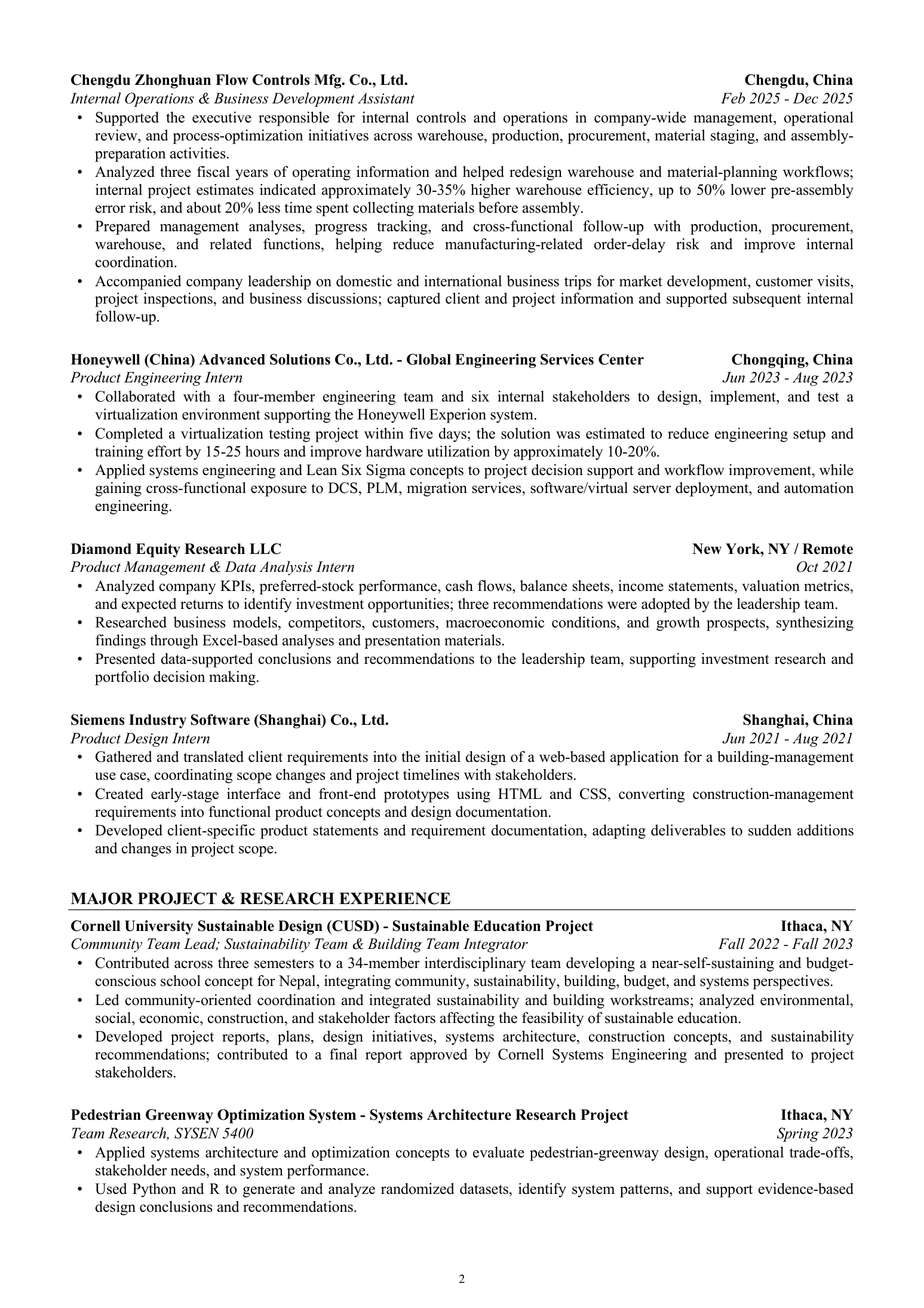 CV page 2. Accessible text is available under Read the text below.